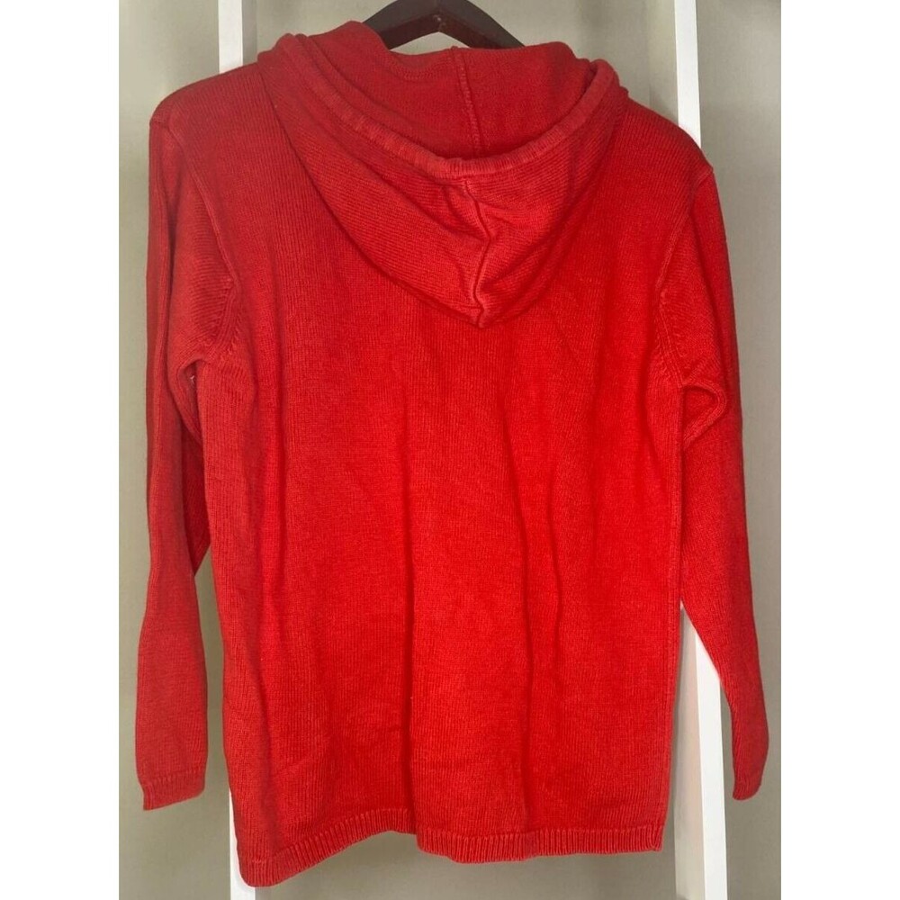 LRL Ralph Lauren Hooded Pullover Sweater Womens M Red Drawstring Cotton EXC - Picture 2 of 5